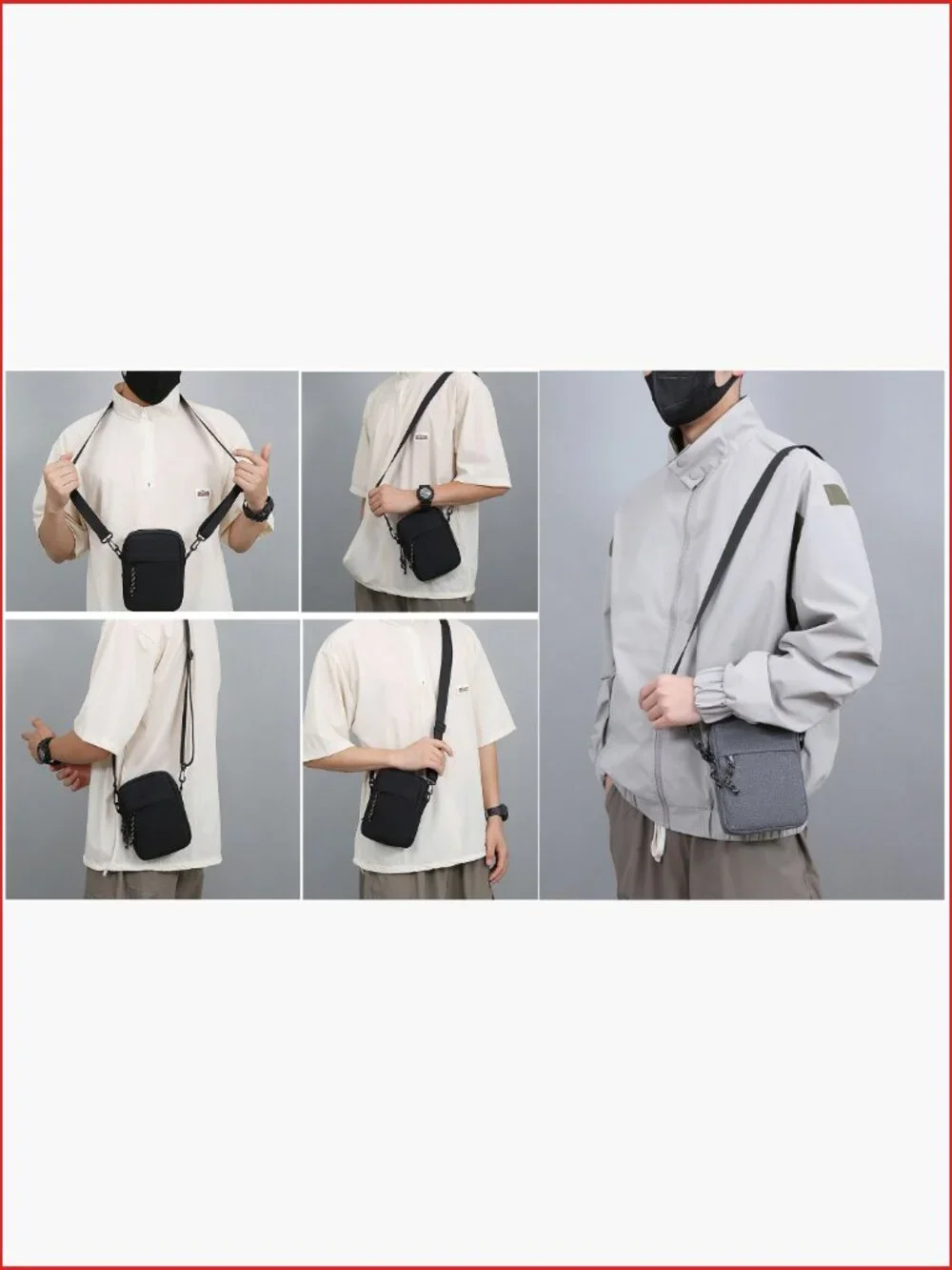 Small Messenger Bag Crossbody Shoulder Purse Nylon Oxford Adjustable Strap Men